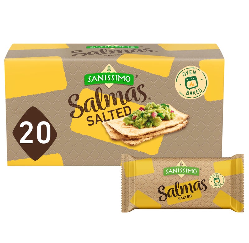 Sanissimo Salmas Salted, 20 packs of 3 Crackers, Oven Baked Corn Crackers, Gluten Free, Non GMO, Kosher Certified - Image 1